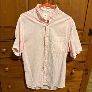 H&M pink linen button down shirt